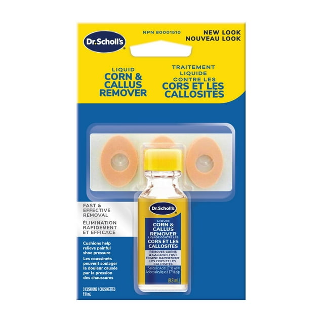 Dr. Scholl's Liquid Corn & Callus Remover Salicylic Acid, 3 Cushions, 9.8ml