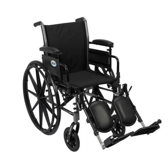 Drive Medical Black Cruiser III Light Weight Wheelchair with Flip Back Removable Arms, Adjustable Height Desk Arms, Elevating Leg Rests, 20"