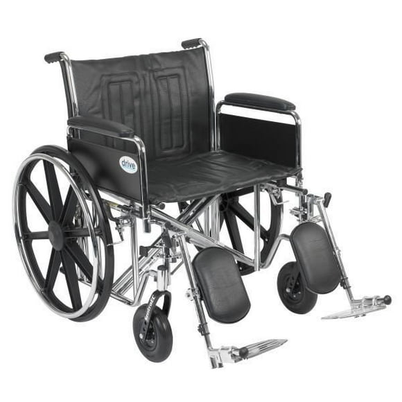 Drive Medical Black Sentra EC Heavy Duty Wheelchair, Detachable Full Arms, Elevating Leg Rests, 24" Seat