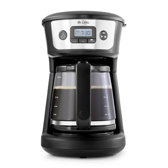 Cafetière programmable Mr.&nbsp;Coffee à 12&nbsp;tasses, 739&nbsp;ml Faites des mini infusions, préparez du café maintenant ou plus tard acier inoxydable / noir