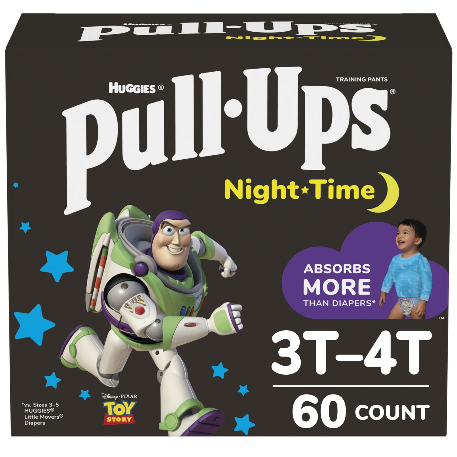 Pull-Ups Night Time Training Pants, Giga Pack, Size 3T-4T, 60