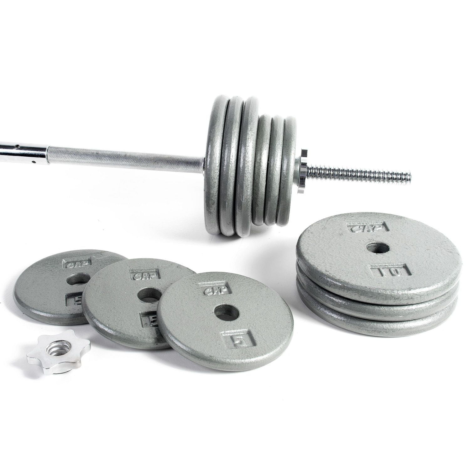 CAP Barbell 100 lb Standard Weight Set with Chrome Bar