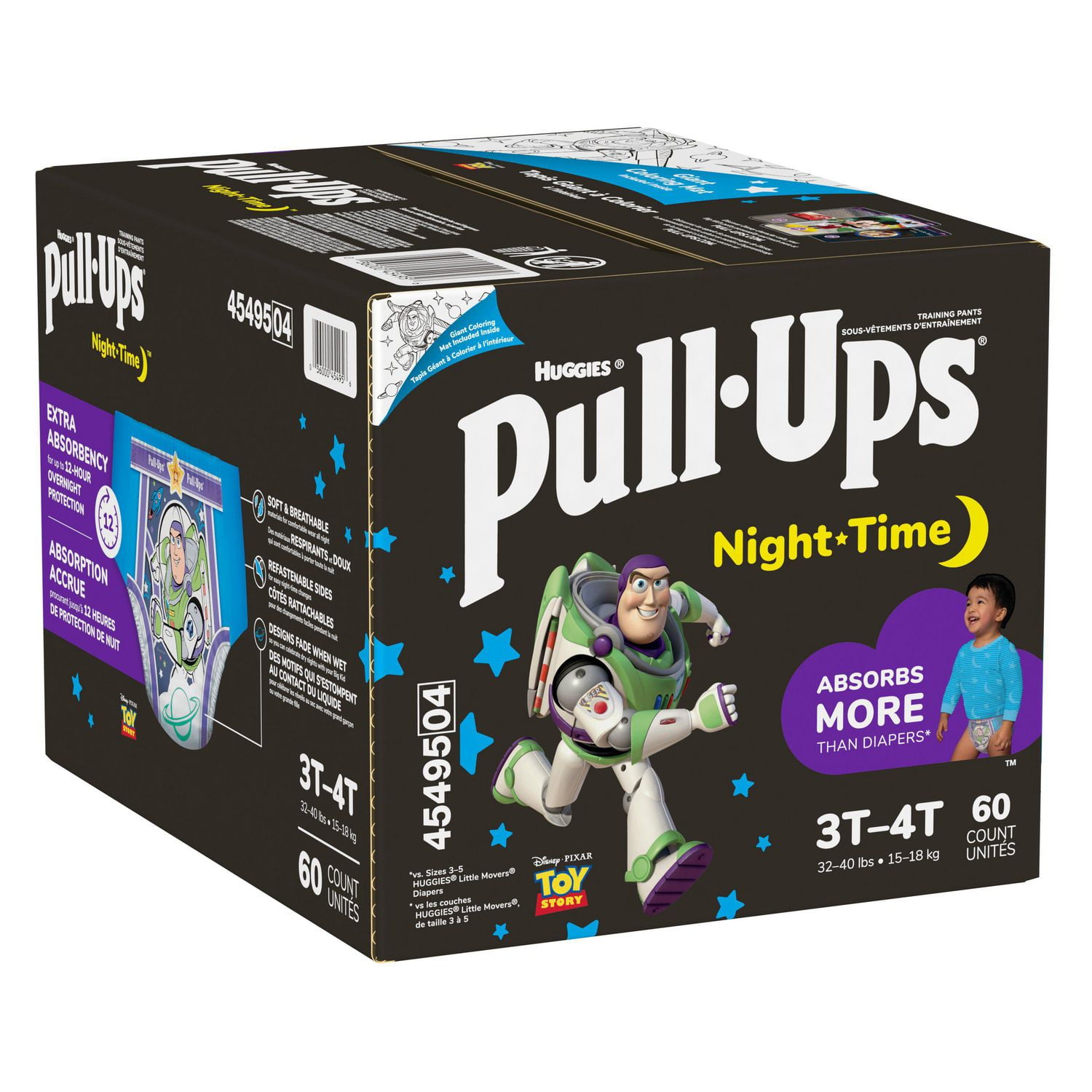 Huggies Pull-Ups Girls' Night-Time Potty Training Pants, 2T-3T, 68 Ct 