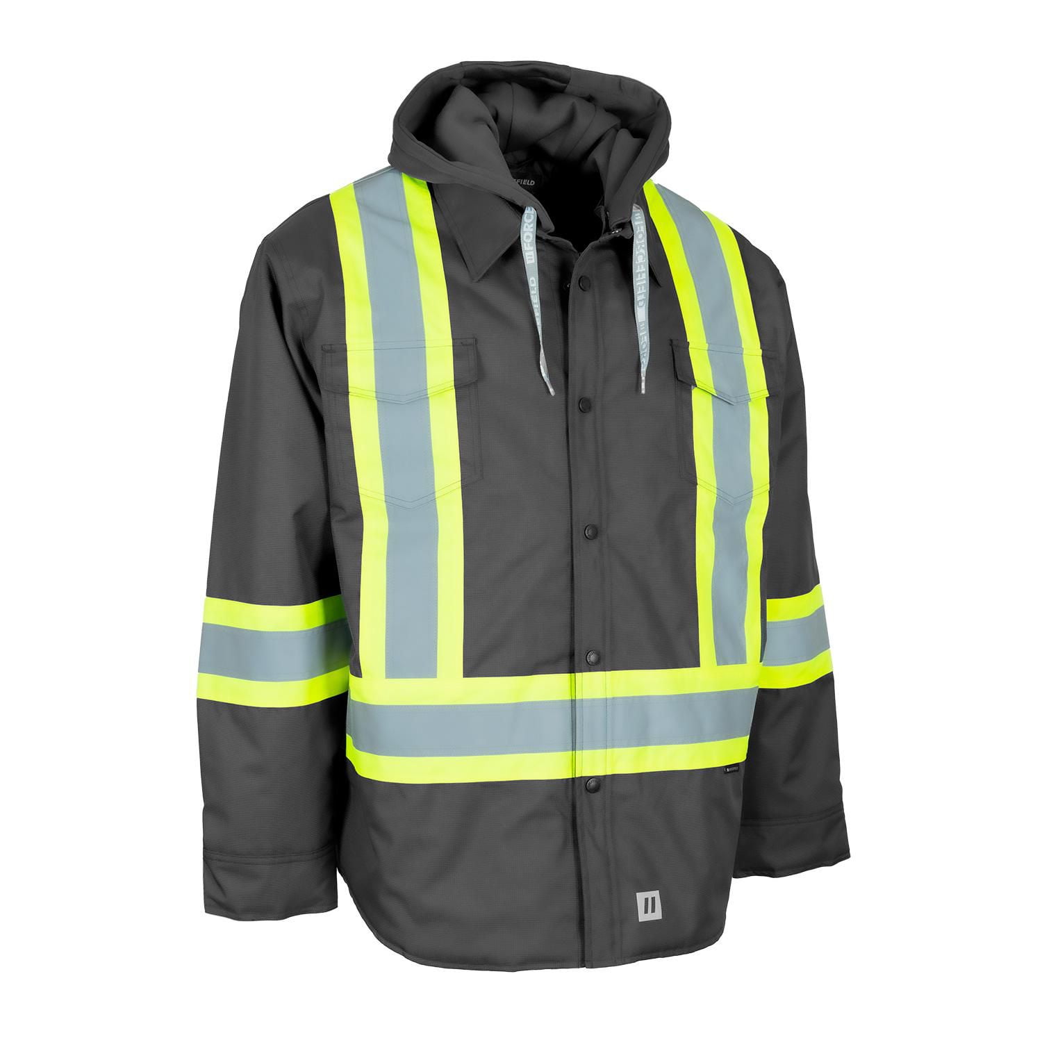 Forcefield Hi-Vis Hoodie Shacket With Detachable Hood