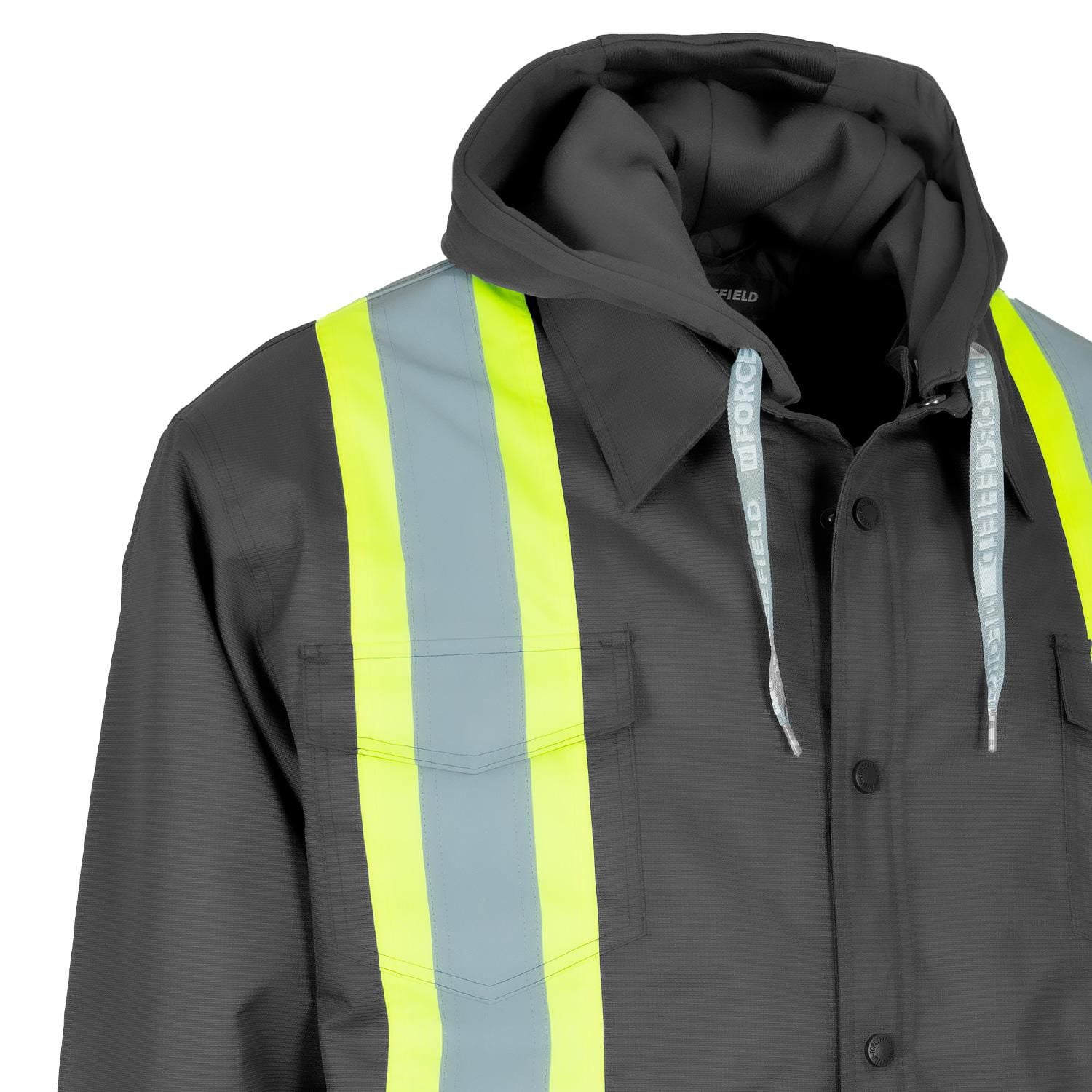 Forcefield Hi-Vis Hoodie Shacket With Detachable Hood
