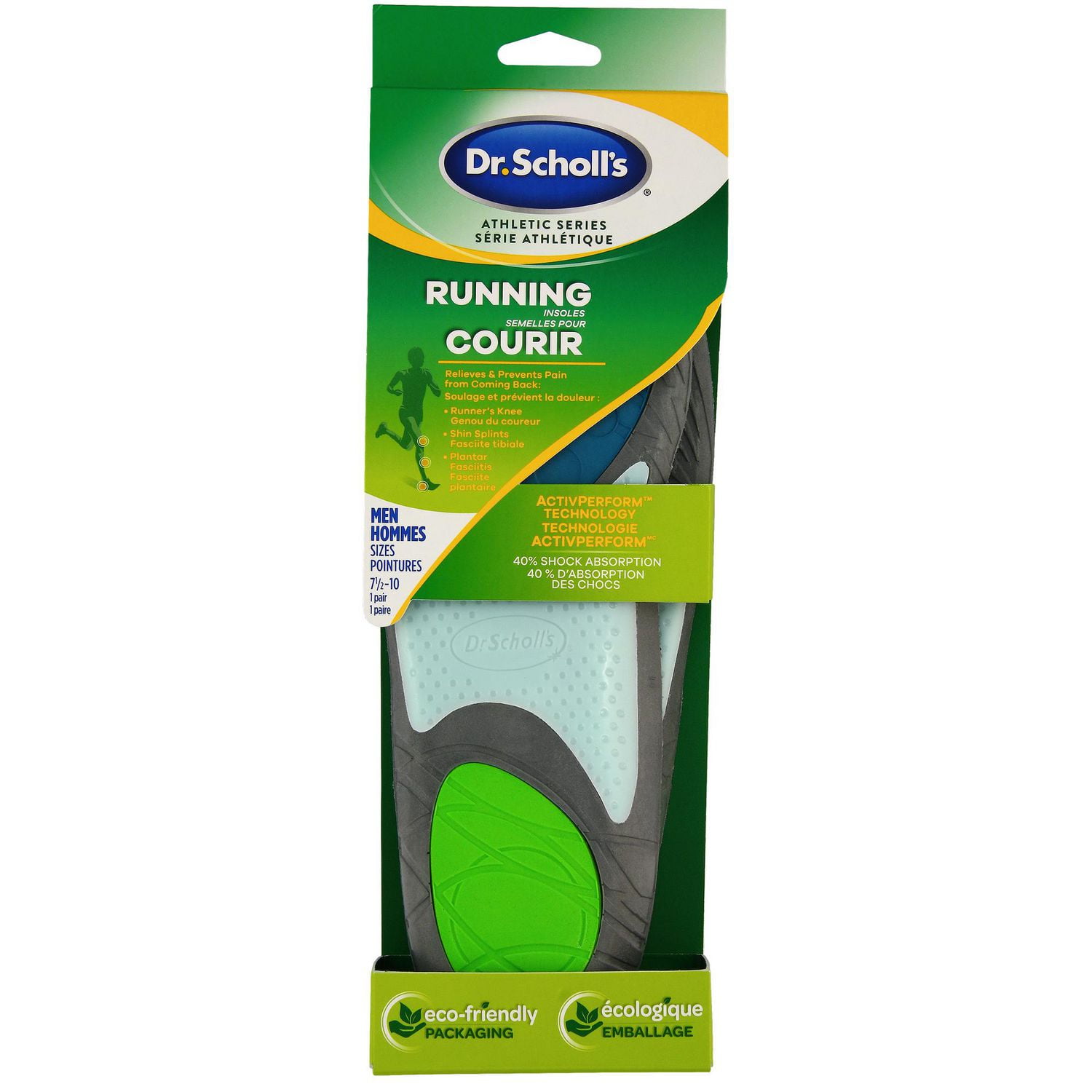 Dr. Scholl's Athletic Series Running Insoles Mens, 1 pair 