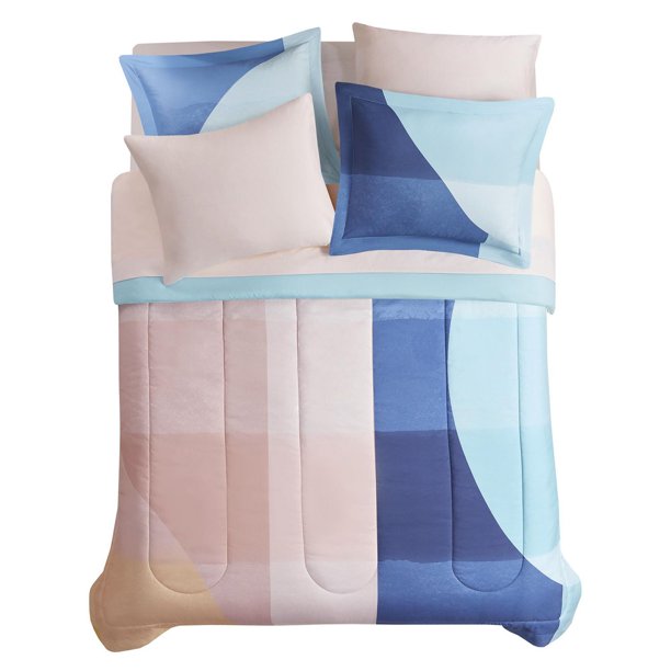 Mainstays Blue Stripe Comforter Set, Sizes: Twin - King