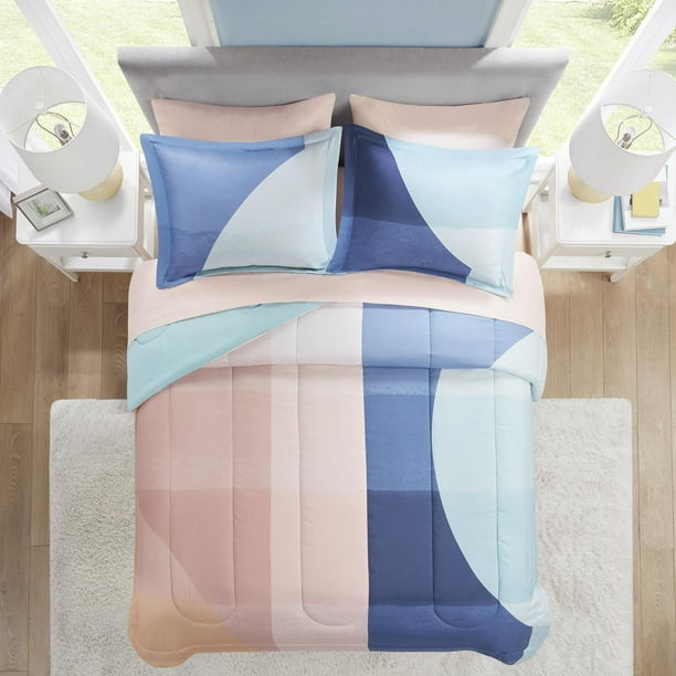 Mainstays Blue Stripe Comforter Set, Sizes: Twin - King
