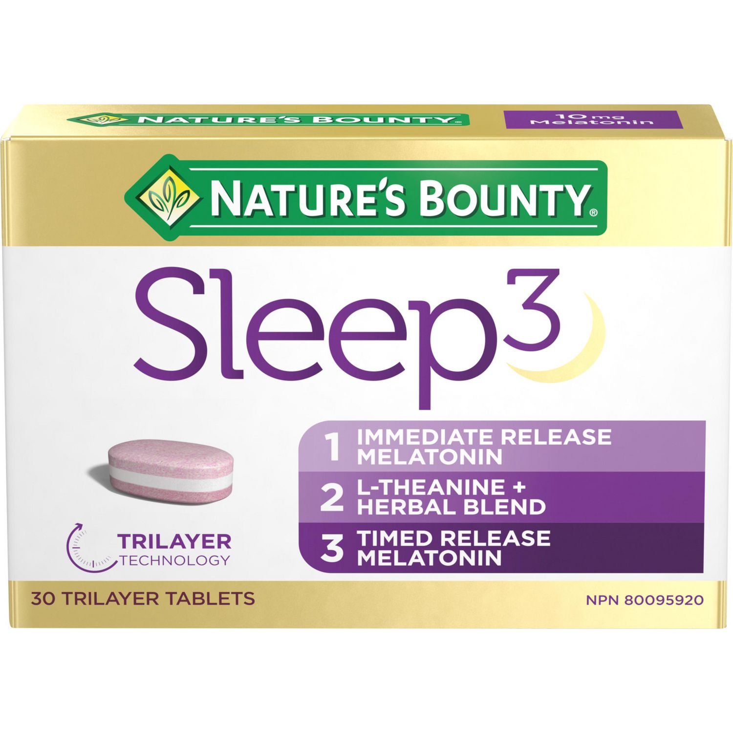 Nature's Bounty Sleep 3, Triplayer Technology, Melatonin, L-Theanine & Herbal Blend, Re-Sets The Body's Sleep Cycle & Improve Sleep Quality While Promoting Relaxation