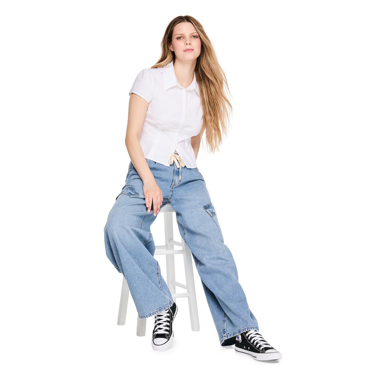Chemisier ajusté avec coutures piquées No Boundaries pour femmes