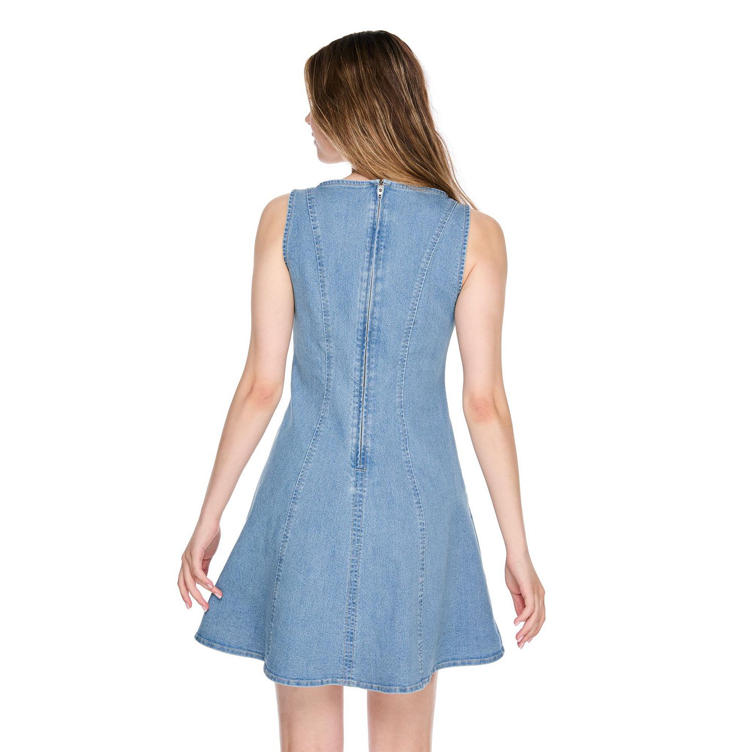No Boundaries Women's Denim Fit & Flare Dress