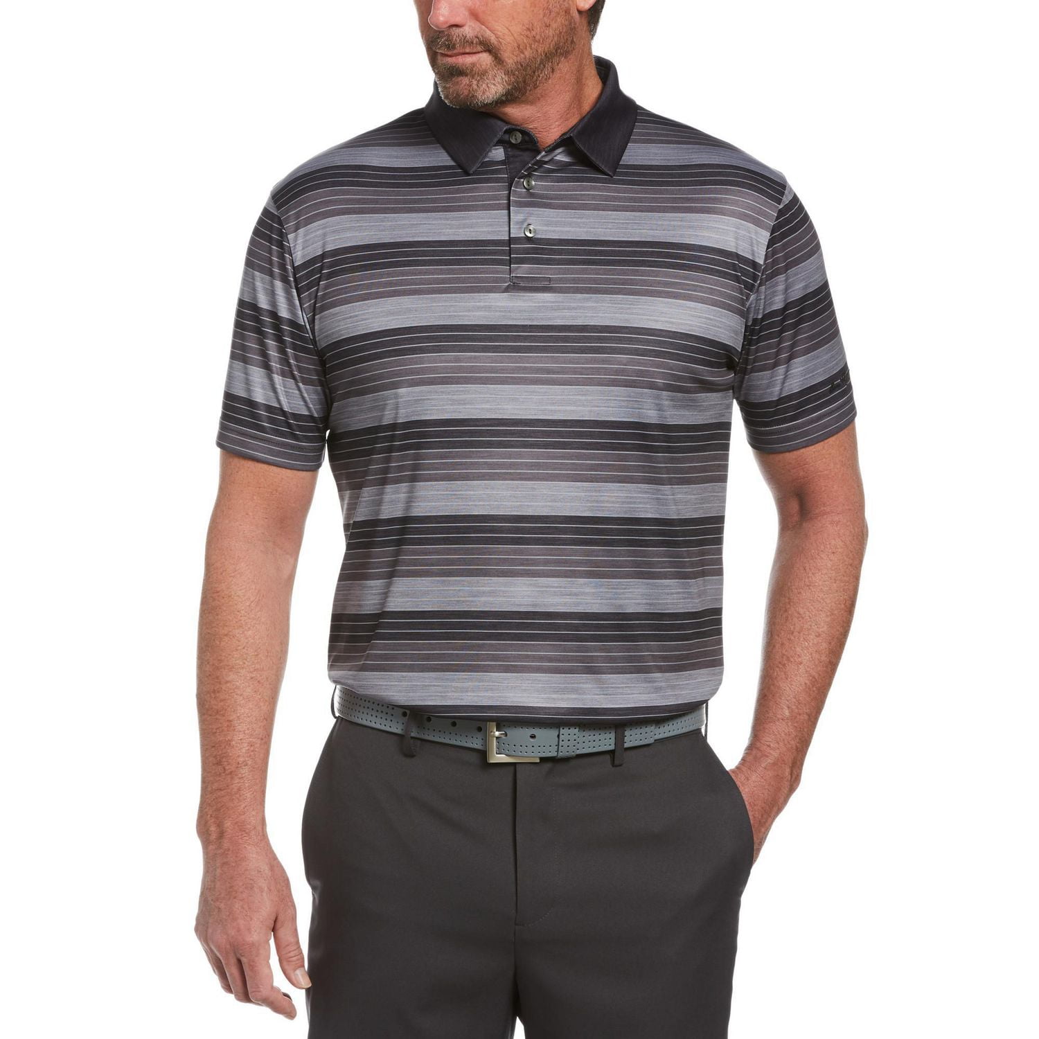 Men's Performance Short Sleeve Striped Golf Polo Shirt