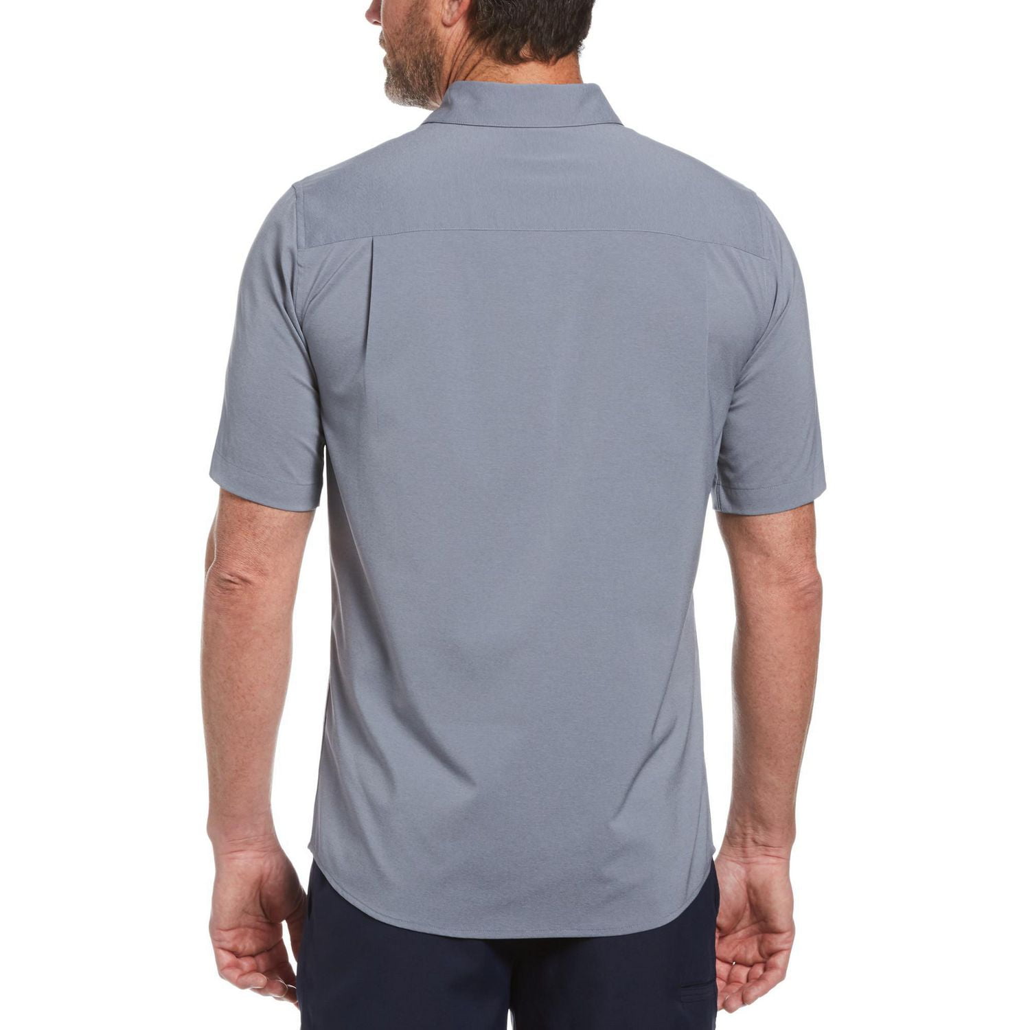 Chemise tissée unie à manches courtes pour hommes