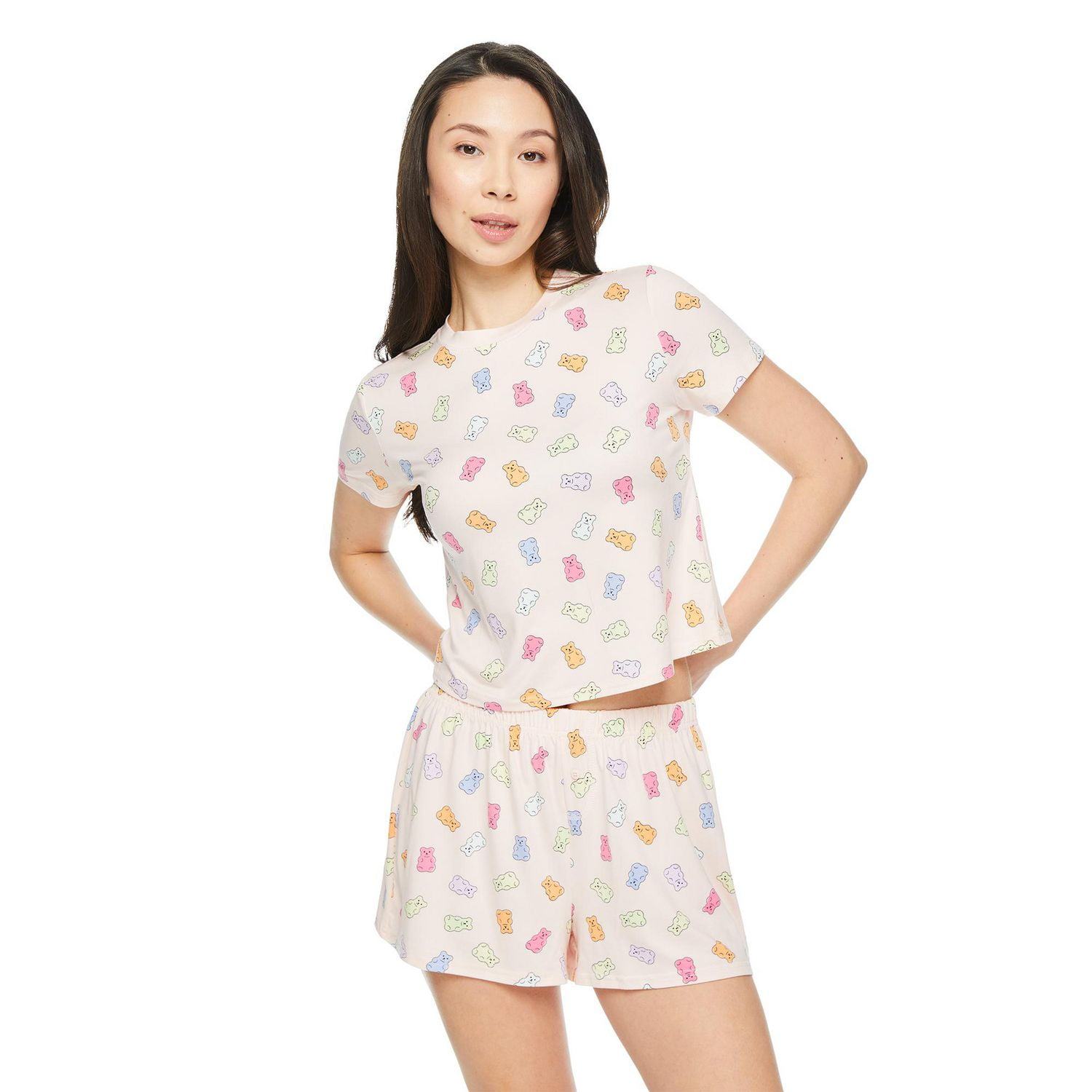 Pyjama 2 pièces avec short de nuit No Boundaries pour femmes