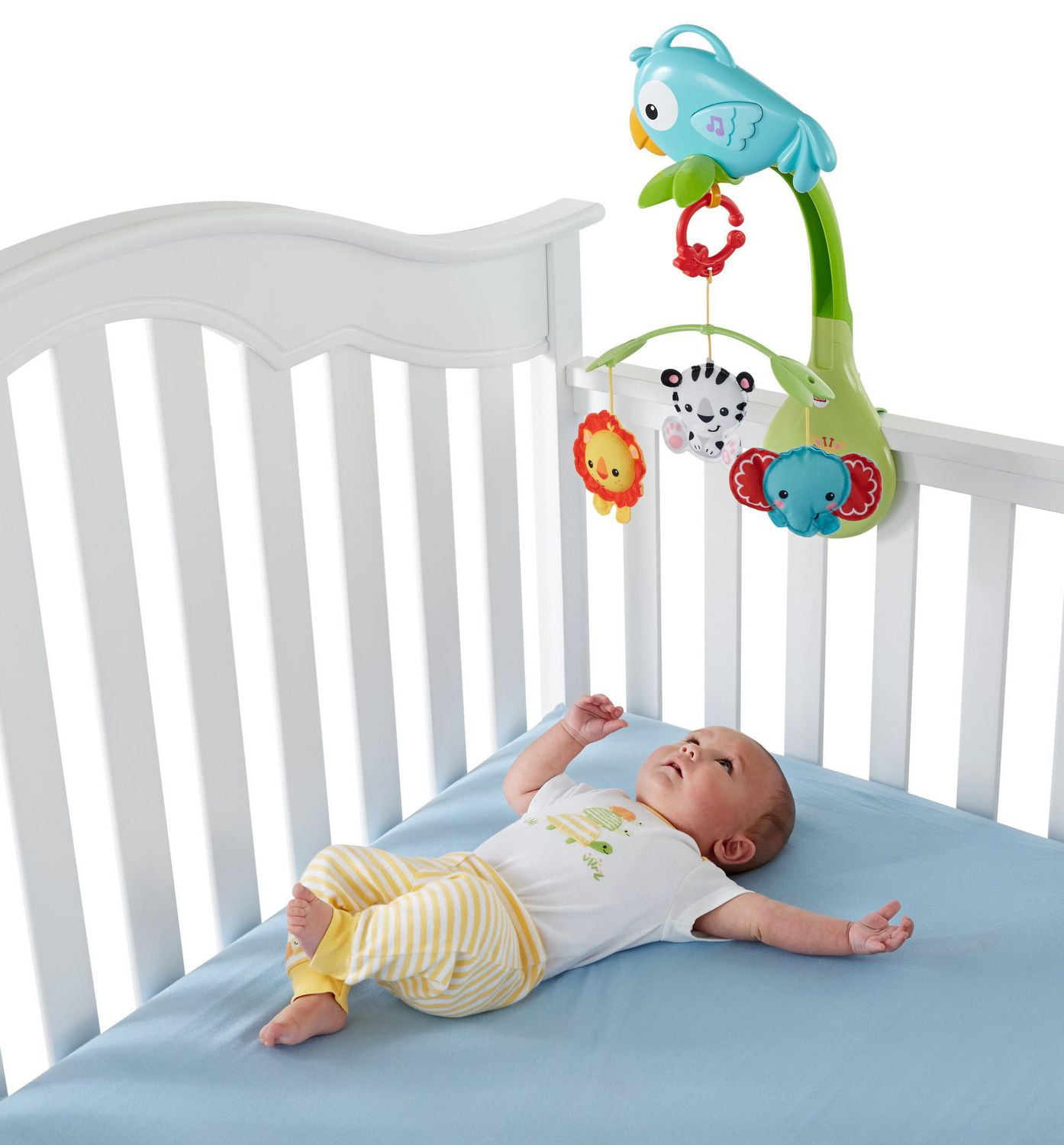 Fisher price rainforest grow with me cot mobile best sale