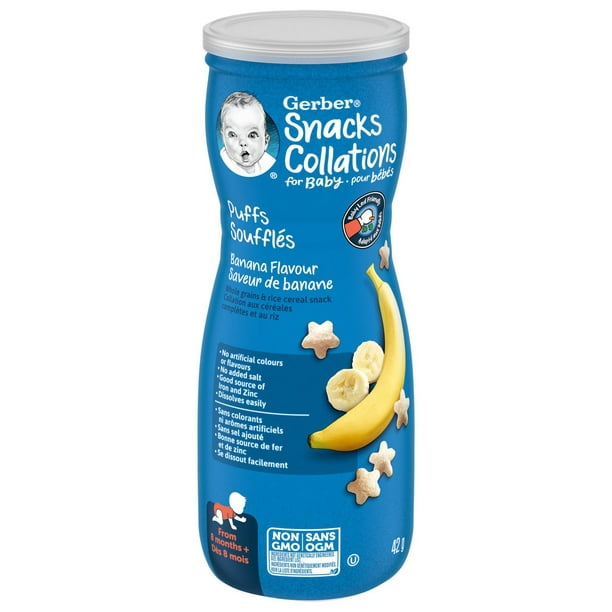 SOUFFLÉS GERBER® Saveur de banane, collations pour bébés, 42 g 42 GR