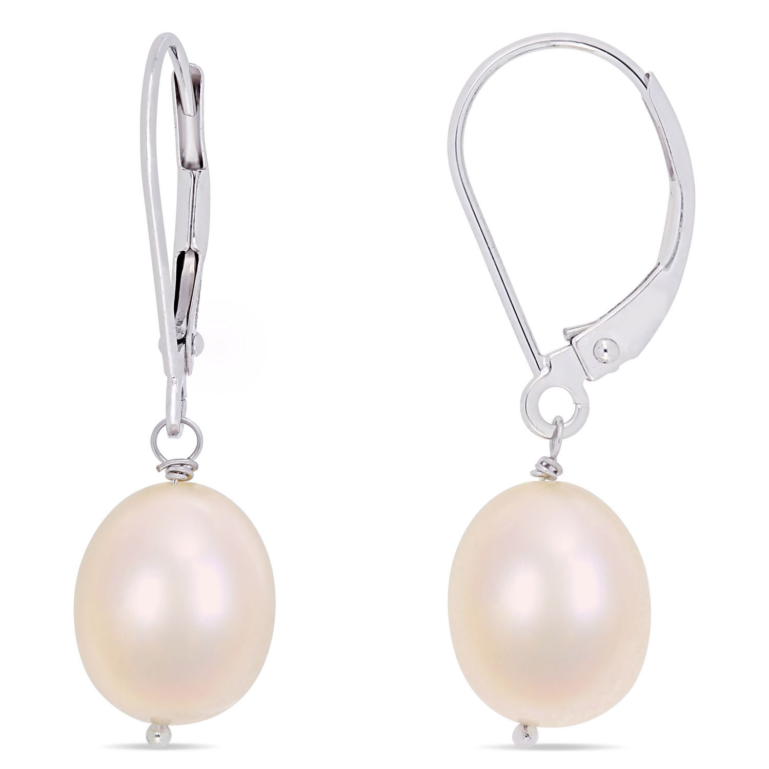 Miabella 8-9mm Cultured Freshwater Pearl 14K White Gold Dangle Earrings ...