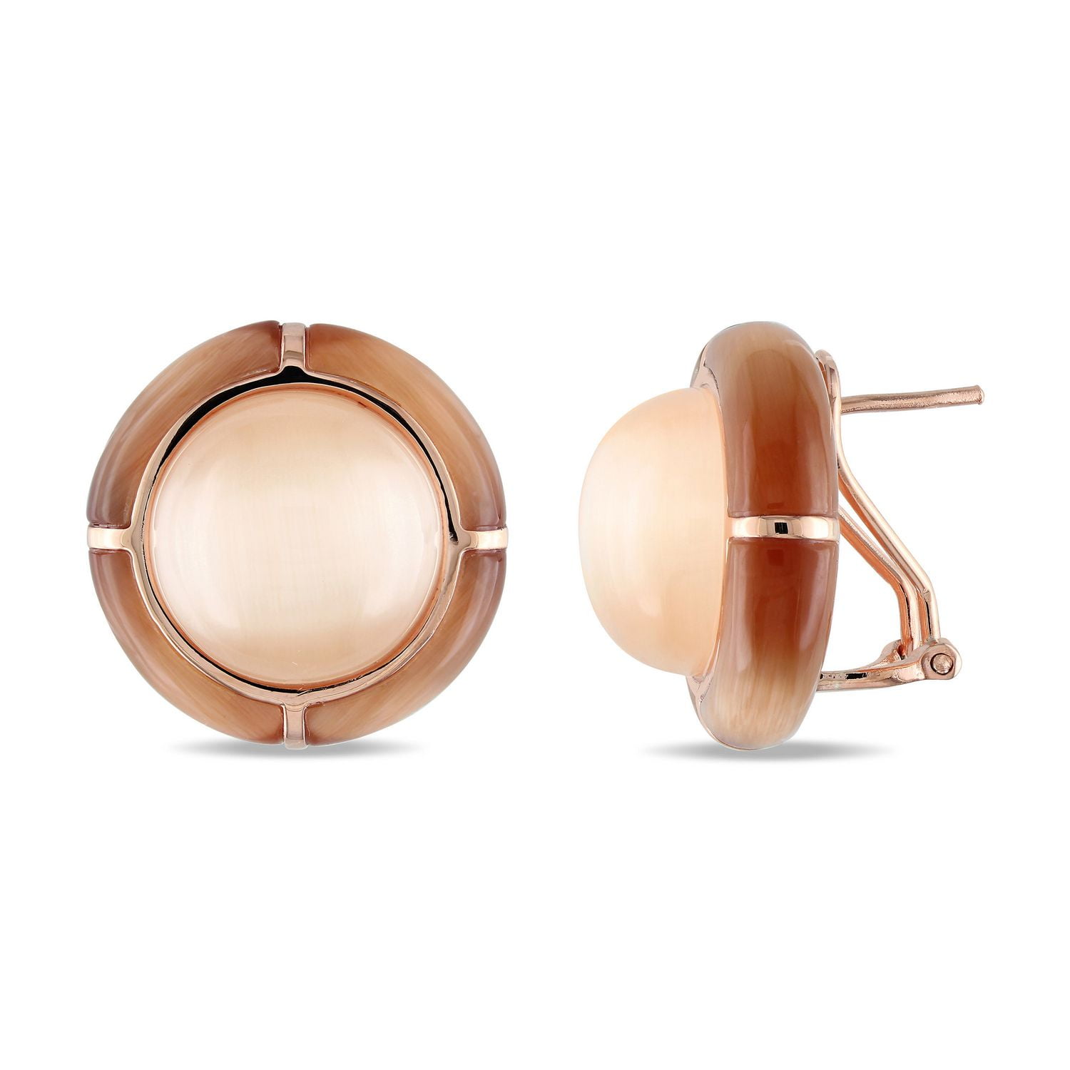 Tangelo Simulated Champagne CAT Eye Rose-Plated Sterling Silver Earrings