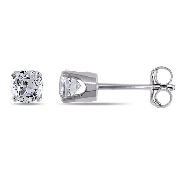Miabella 3/4 Carat T.G.W. Created White Sapphire 10K White Gold Stud Earrings
