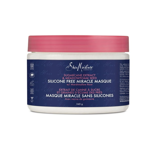 Masque Miracle Shea Moisture Extrait de Canne à Sucre et Graines d'Écume des Prés 340 g Masque Cheveux