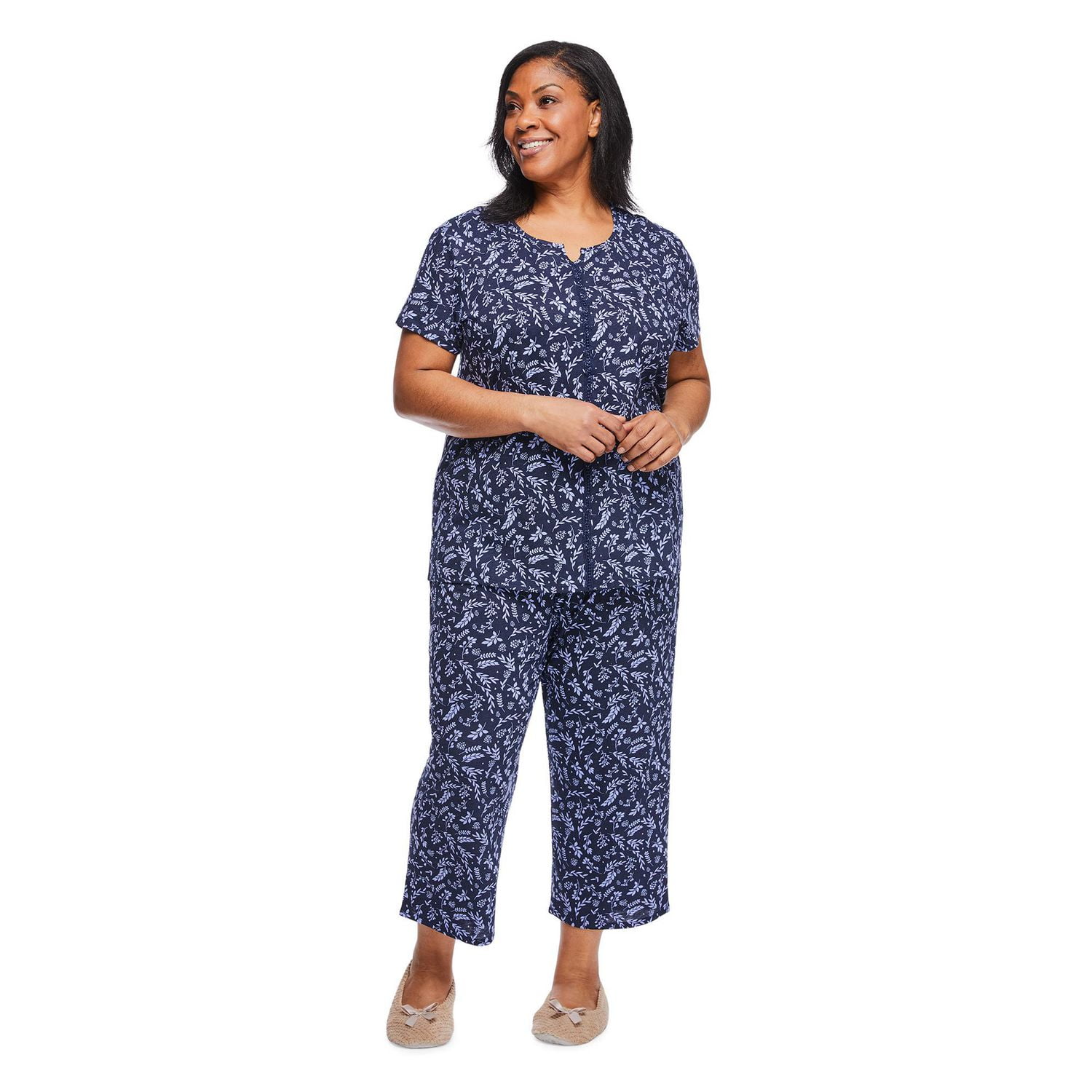 Iyla Women's Plus Cotton Capri 2-Piece Set, Sizes XS-XXL