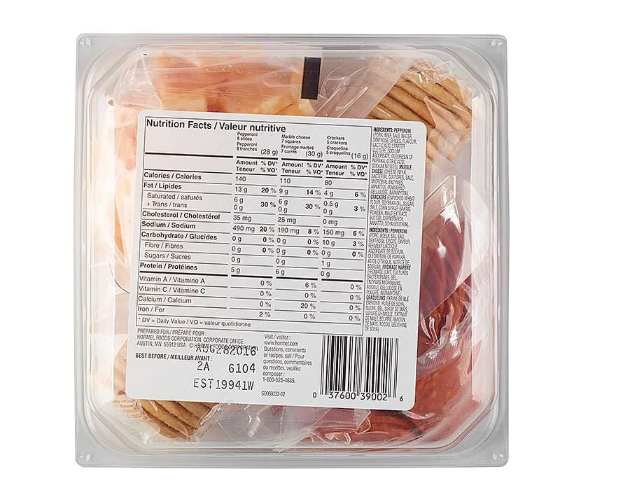 Hormel Pepperoni, Marble Cheese And Crackers Snack Tray, Hormel Pepperoni Snack Tray