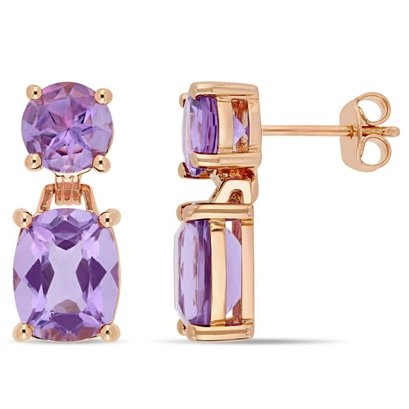 Tangelo 8 Carat T.G.W. Amethyst Rose Rhodium-Plated Sterling Silver Dangle Earrings