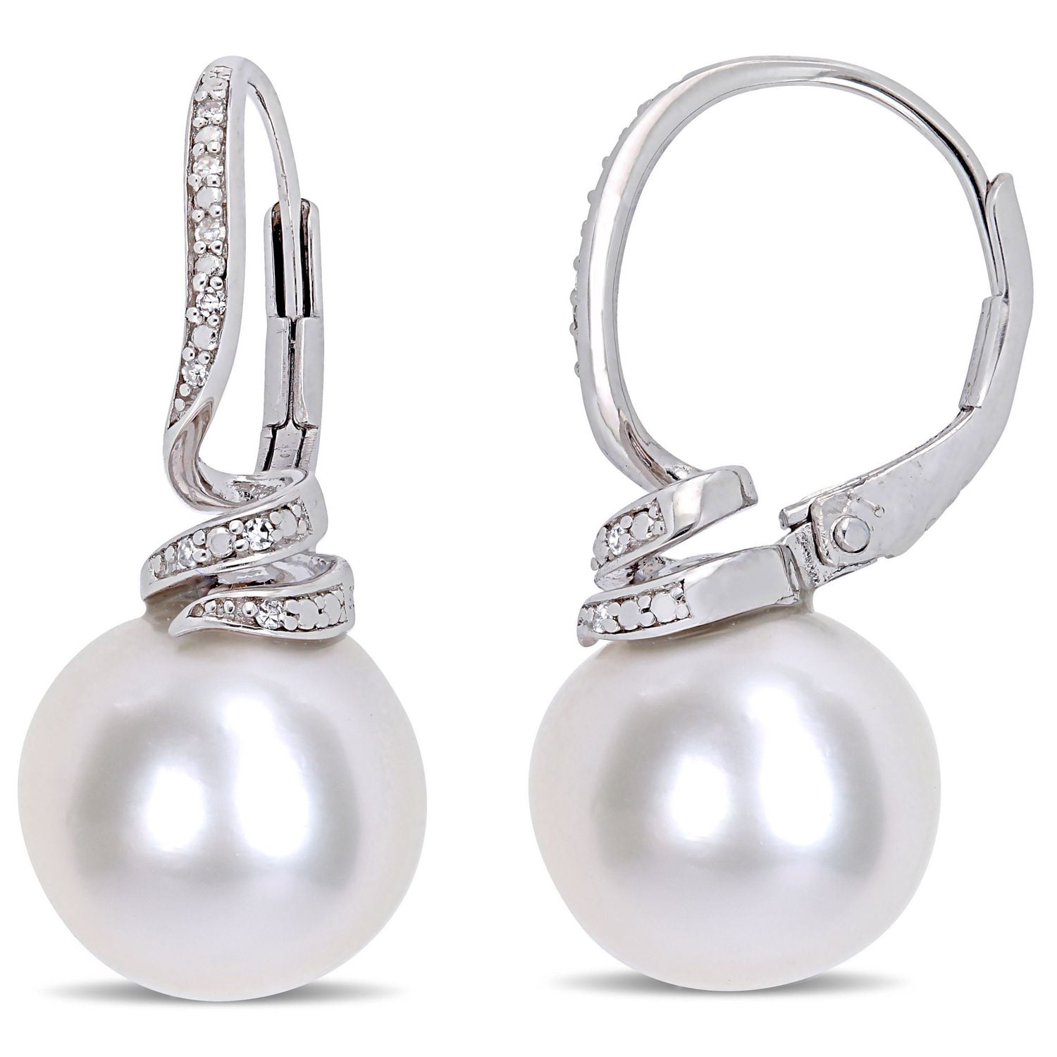 Sterling Silver 11-12mm Black Freshwater Cultured Button Pearl Stud Earrings