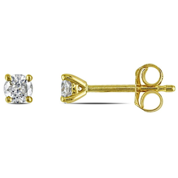 Miabella 1/4 Carat T.W. Diamond 14K Yellow Gold Solitaire Stud Earrings