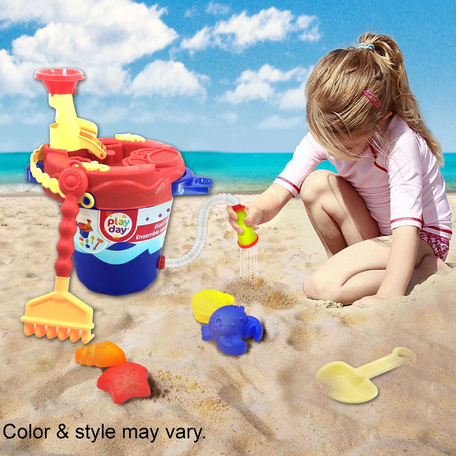 Play Day 10 Piece Beach Bucket Sand Toy Set Walmart