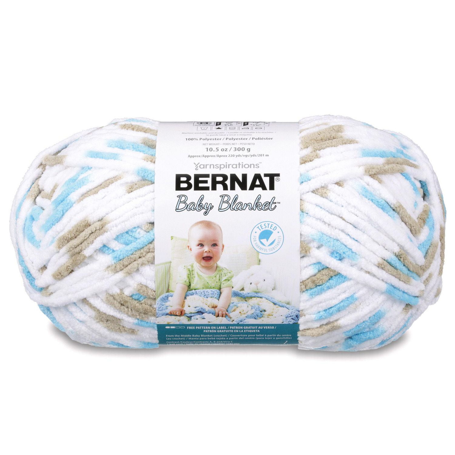 BERNAT BABY BLANKET YARN (300G/10.5 OZ), LITTLE TEAL DOVE PRINT