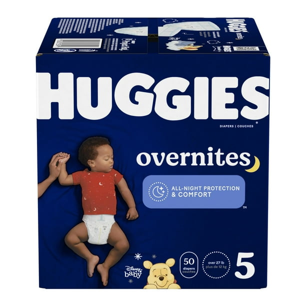 Couches pour bébés Huggies Overnites, Emballage Giga