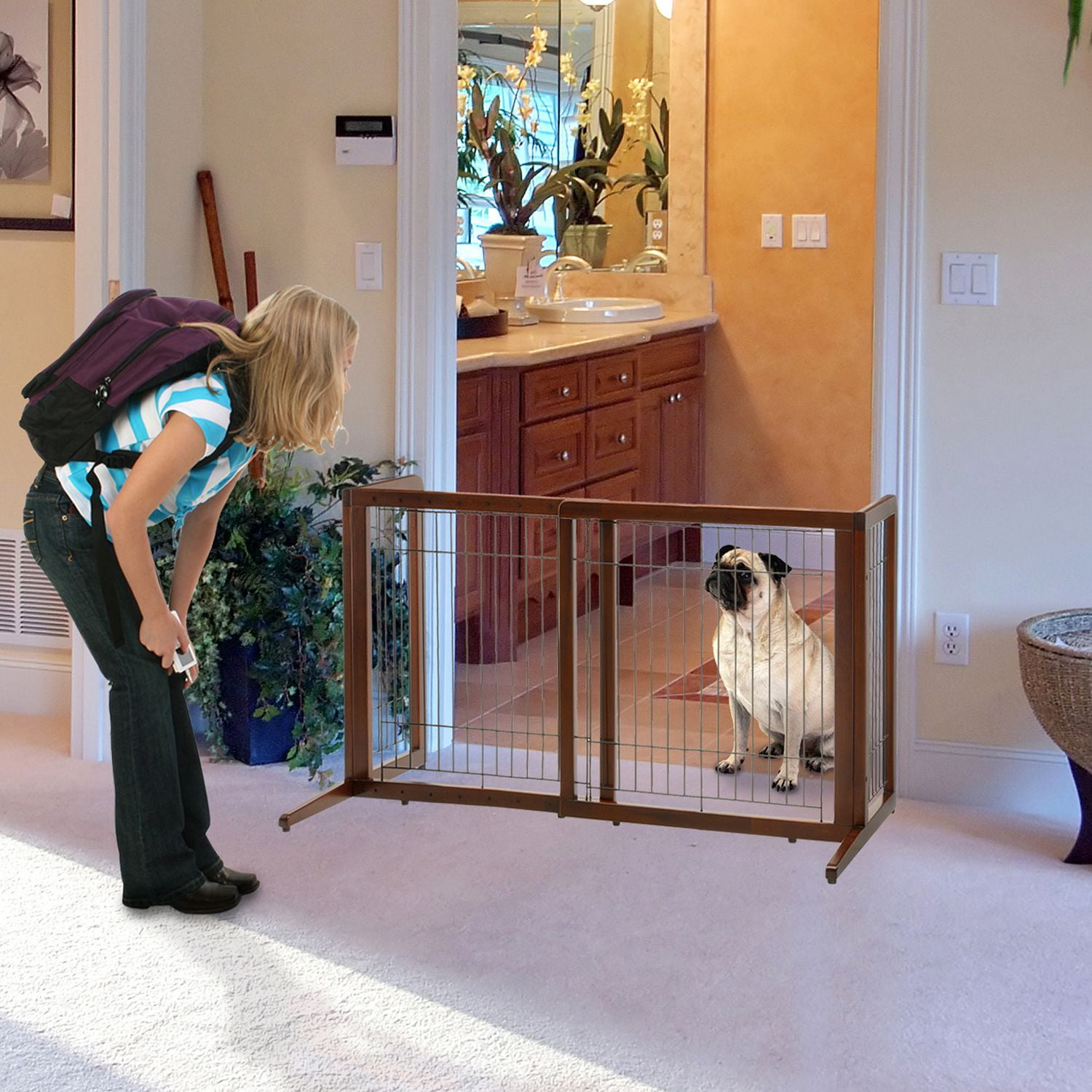 richell freestanding pet gate with door