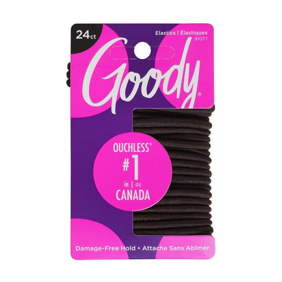 Goody Ouchless® Brown Hair Elastics - Gentle Hair Ties - 24 Ct, Goody Elastics.