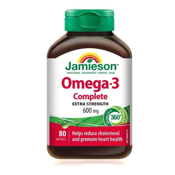 Jamieson gélules oméga-3 complet, 600 mg, extra fort, 80 gélules
