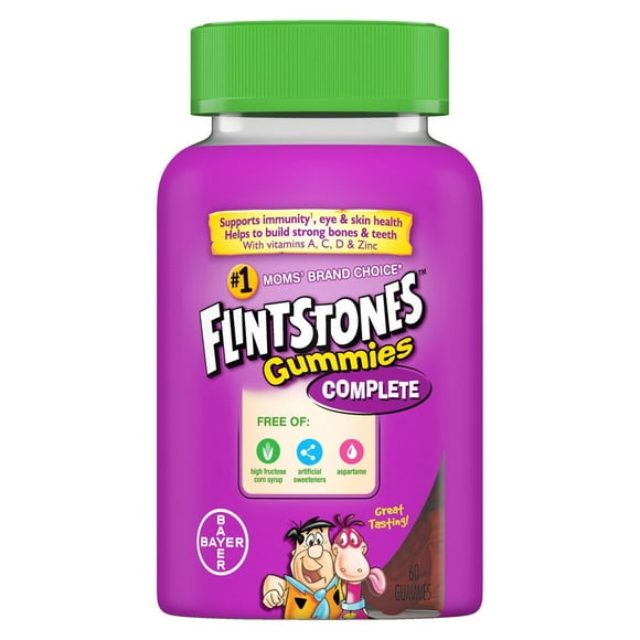 FLINTSTONES Complete Kids Multivitamin Gummies - Helps Maintain Good Health, Free of Artificial Sweeteners, Free of Aspartame