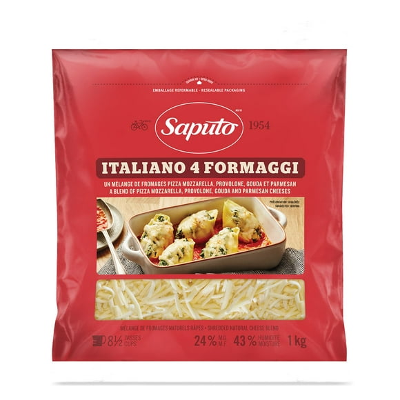 Saputo Italiano 4 Formaggi Shredded Cheese, 1 kg