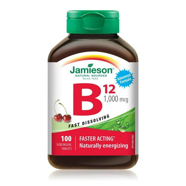 Jamieson Comprimés à dissolution rapide de Vitamine B12 (Méthylcobalamine) 1 000 mcg 100 comprimés sublinguaux