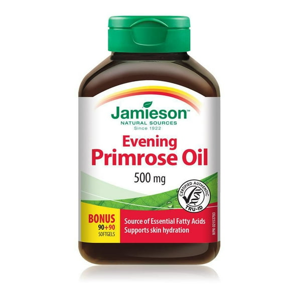 Jamieson Gélules d'Huile d’Onagre 500 mg 90 + 90 gélules