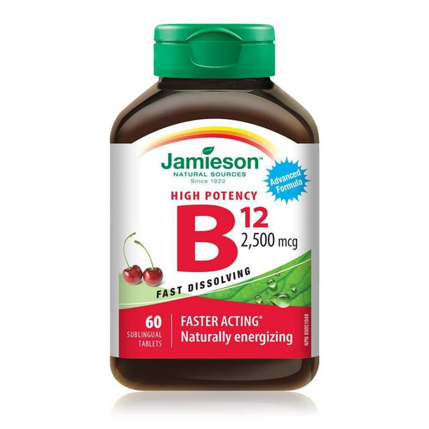 Jamieson Comprimés de Vitamine B12 2 500 mcg (Méthylcobalamine) 60 comprimés sublinguaux