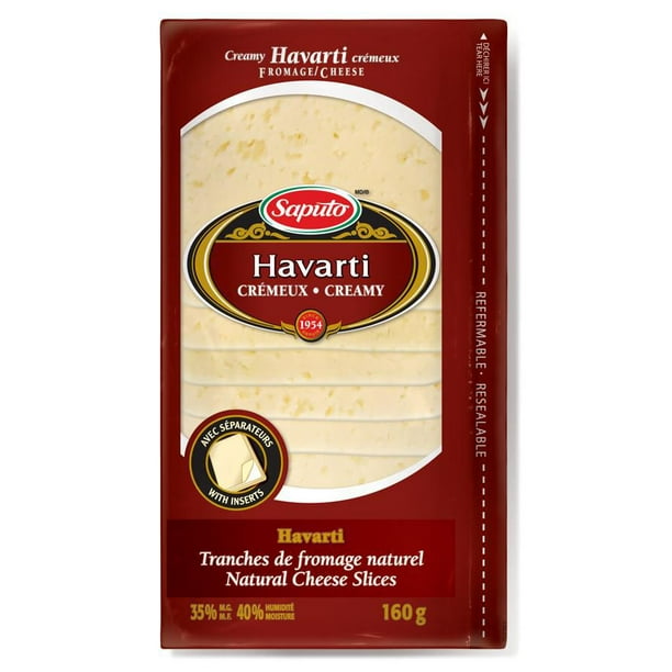 Tranches de fromage naturel à 35 % M.G. crèmeux Havarti de Saputo