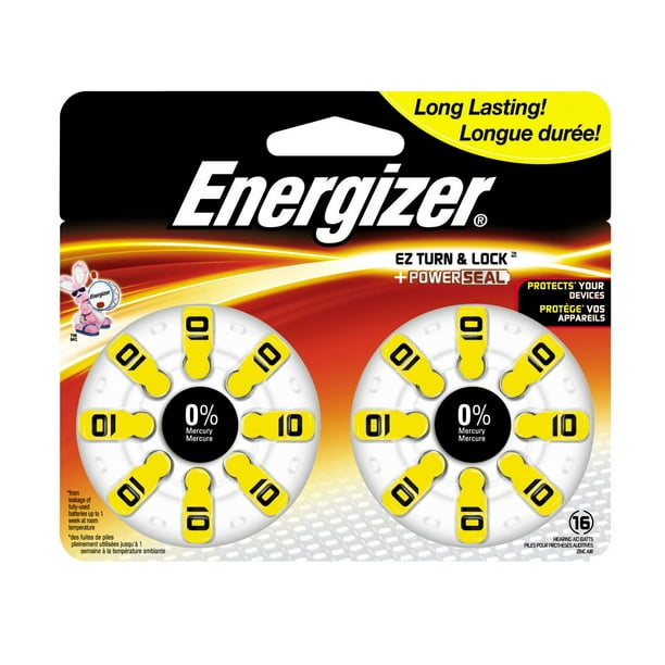 Paquet de huit piles Energizer® EZ Turn & Lock - Taille 10, 16 pièces