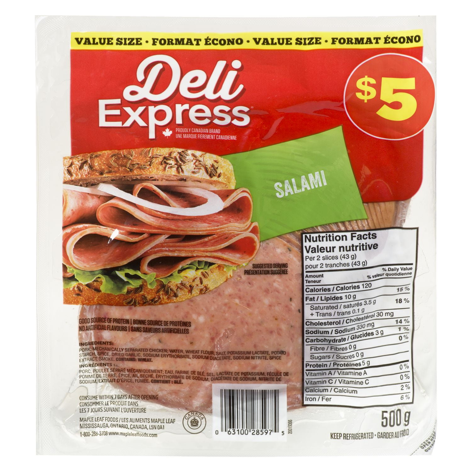Deli Express Sliced Salami Value Size Walmart Canada