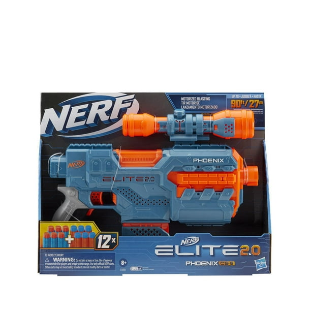 Nerf Elite 2.0, blaster motorisé Phoenix CS-6, 12 fléchettes Nerf