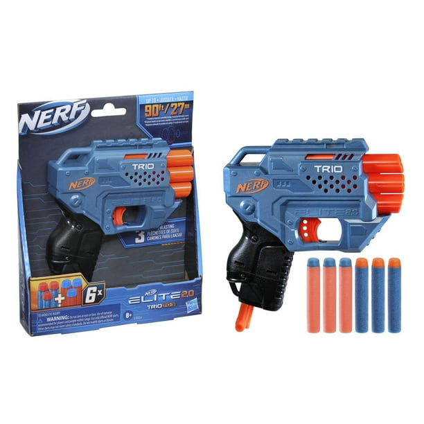  NERF Elite 2.0 Trio SD-3 Blaster - Includes 6 Official Darts -  3-Barrel Blasting - Tactical Rail for Customizing Capability : Toys & Games