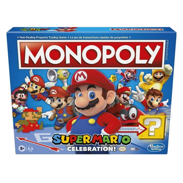 Monopoly : édition Super Mario Célébration, jeu de plateau pour les fans de Super Mario, avec effets sonores de jeux vidéo, dès 8 ans