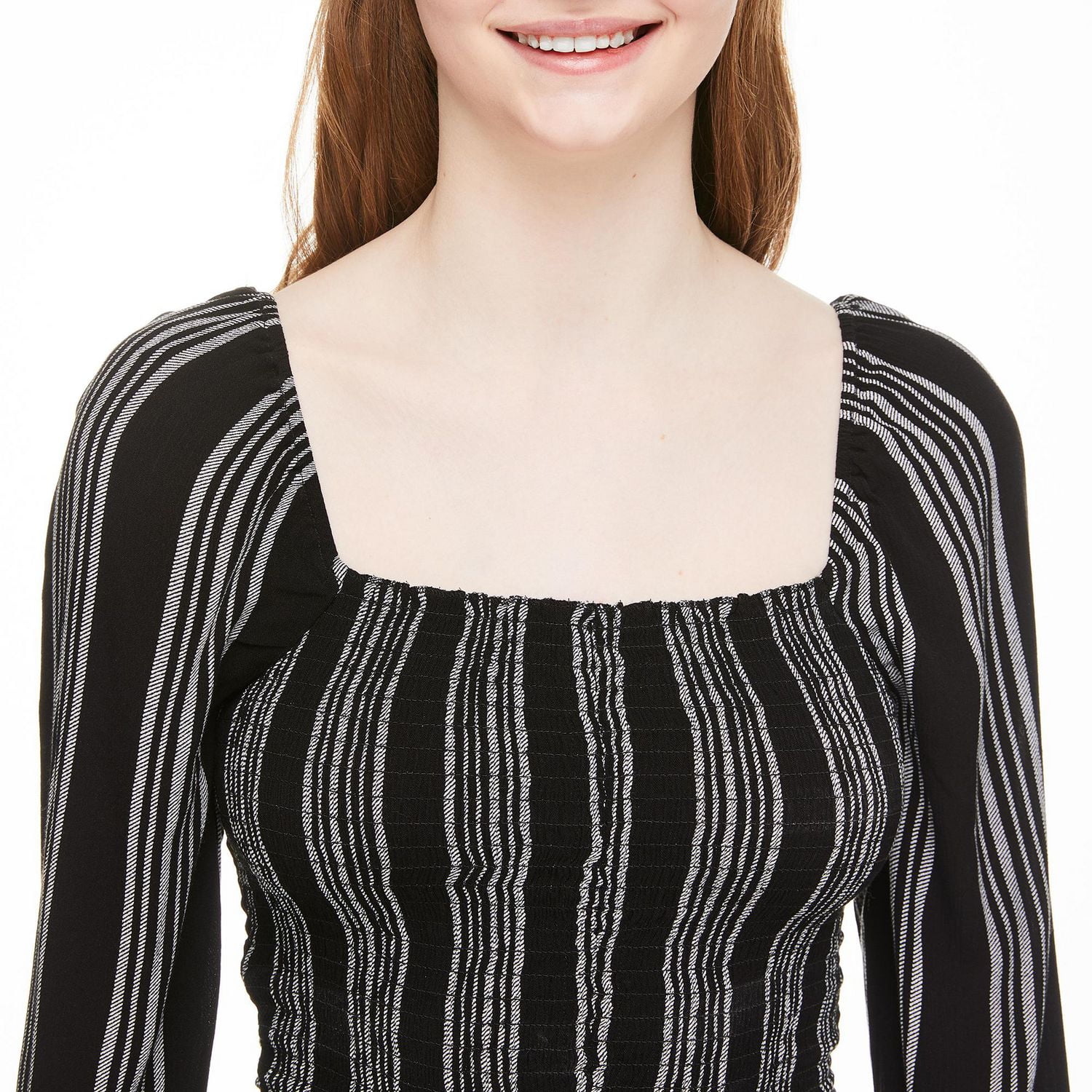 No Boundaries Women's Smocked Blouson Sleeve Top