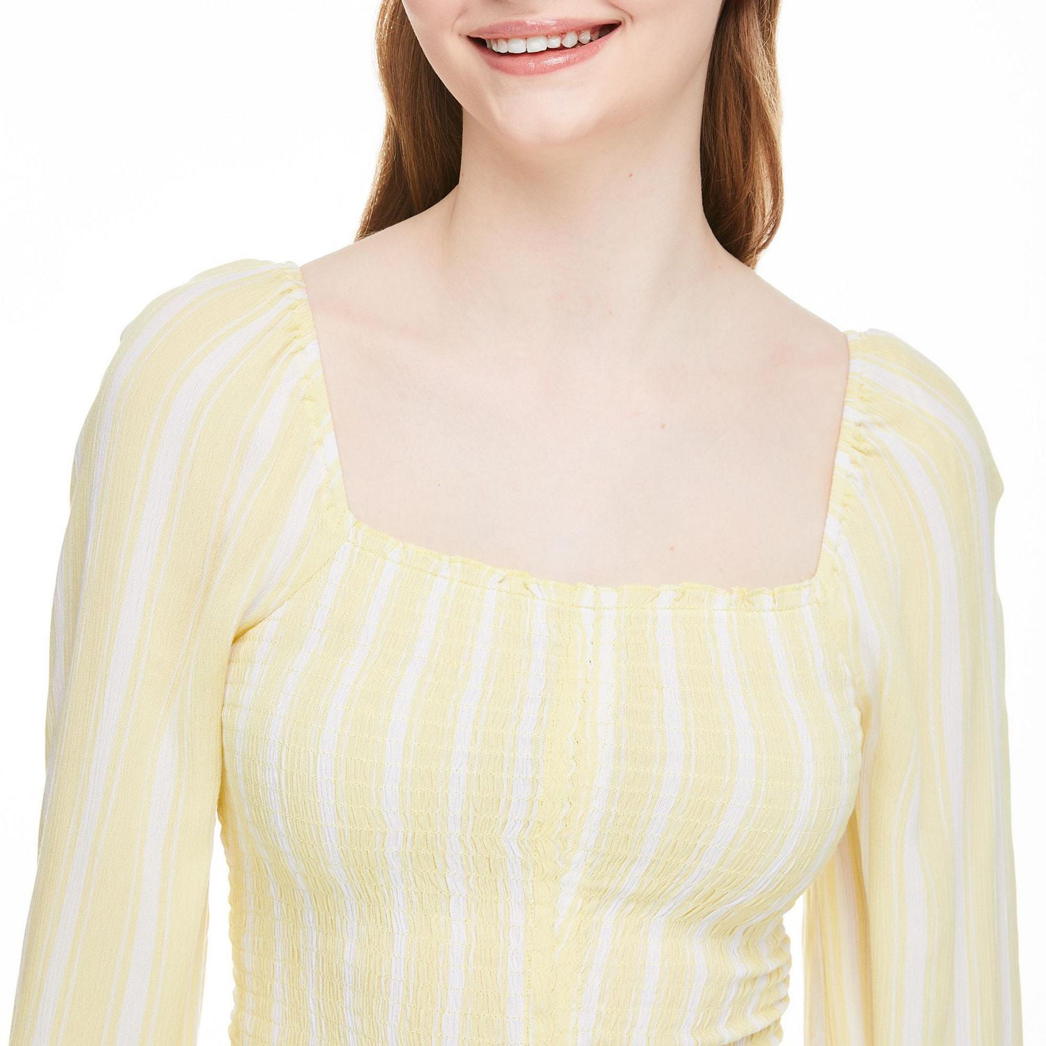 No Boundaries Women's Smocked Blouson Sleeve Top