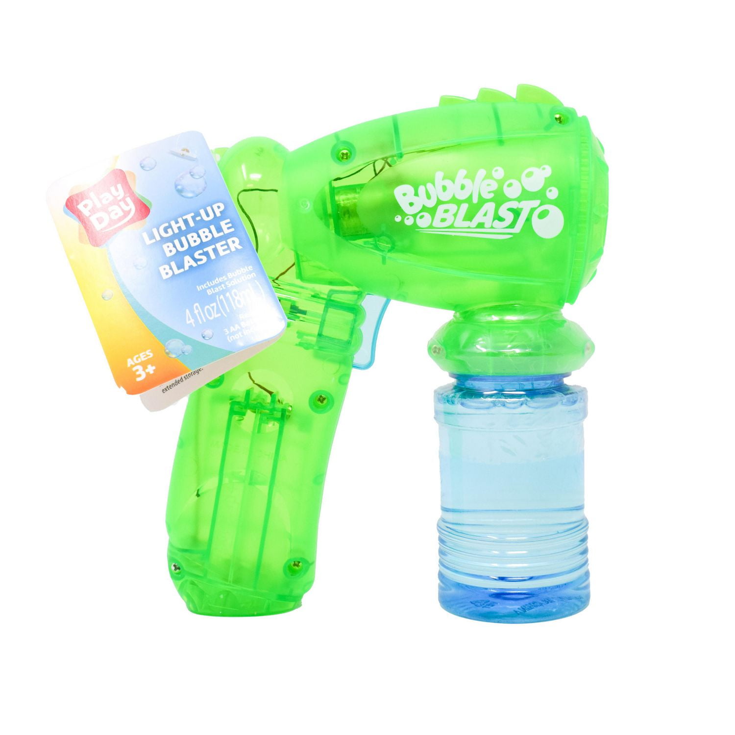 Play Day Light Up Bubble Blaster with 4oz Bubble Solution