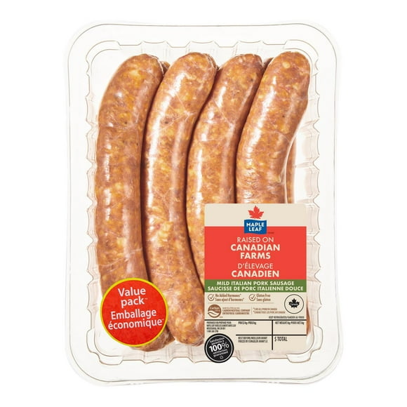 Maple Leaf Mild Italian Pork Dinner Sausage, 1.2 kg Value Pack